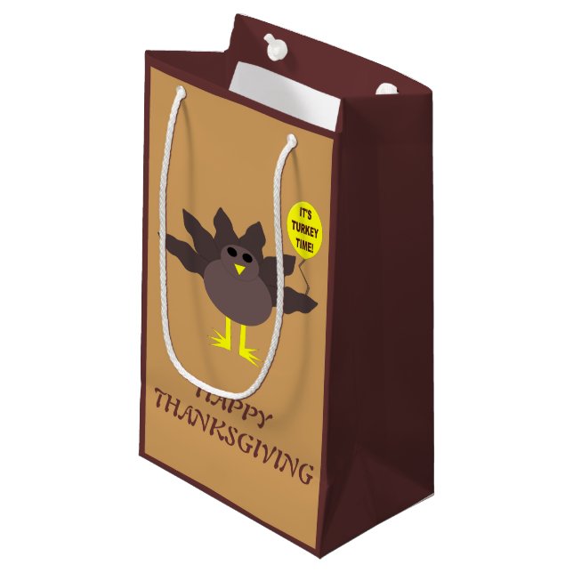 Turkey Time Thanksgiving Custom Gift Bag (Front Angled)