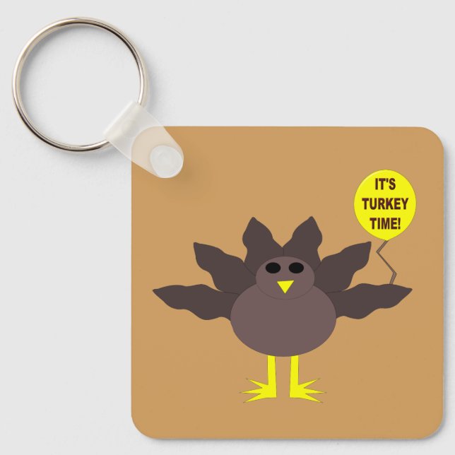 Turkey Time Thanksgiving Custom Keychain (Front)