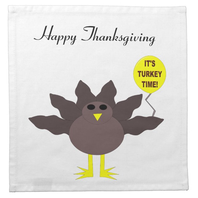 Turkey Time Thanksgiving Custom Party Napkin (Front)