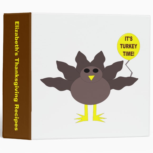 Turkey Time Thanksgiving Custom Recipe Binder (Front/Spine)