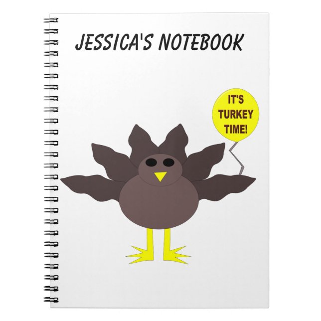 Turkey Time Thanksgiving Customizable Notebook (Front)