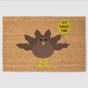 Turkey Time Thanksgiving Fiber Doormat