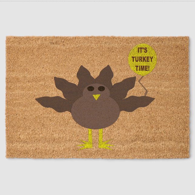 Turkey Time Thanksgiving Fiber Doormat (Front)