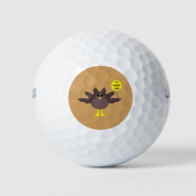 Turkey Time Thanksgiving Golf Ball (Front)