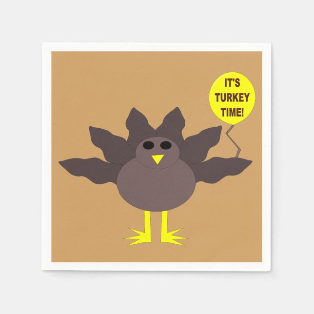 Turkey Time Thanksgiving Paper Napkins (Front)