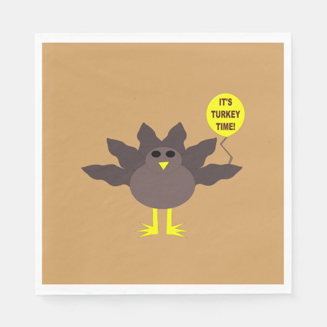 Turkey Time Thanksgiving Paper Napkins (Front)
