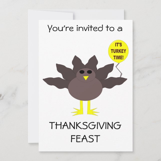 Turkey Time Thanksgiving Party Custom Invites (Front)