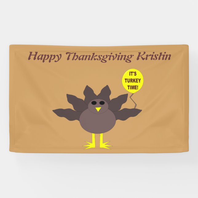 Turkey Time Thanksgiving Personalized Banner (Horizontal)