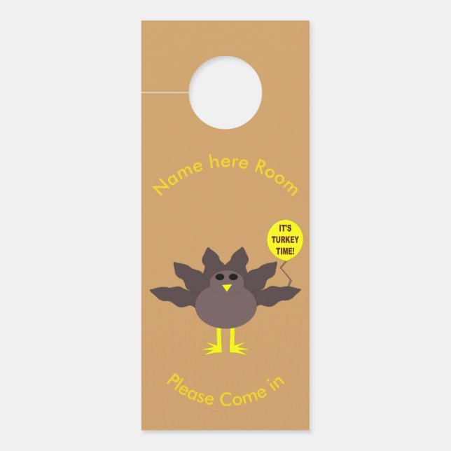 Turkey Time Thanksgiving Personalized Door Hanger (Front)