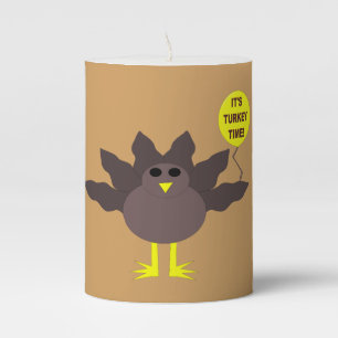 Turkey Time Thanksgiving Pillar Candle