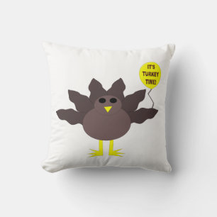 Turkey Time Thanksgiving Pillow