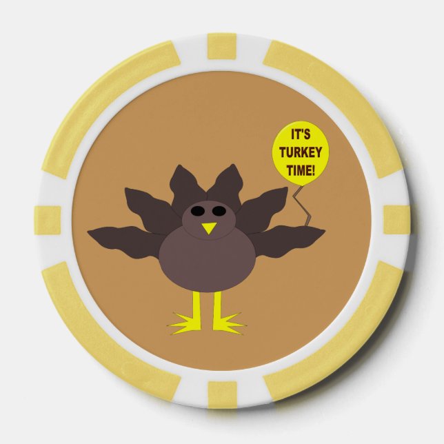 Turkey Time Thanksgiving Poker Chips (Front)