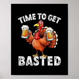 Turkey Time To Get Sted Retro Funny Thanksgiving M Poster