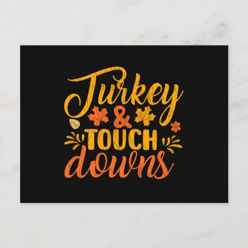 Turkey Touch Downs Thanksgiving Family Football Postcard