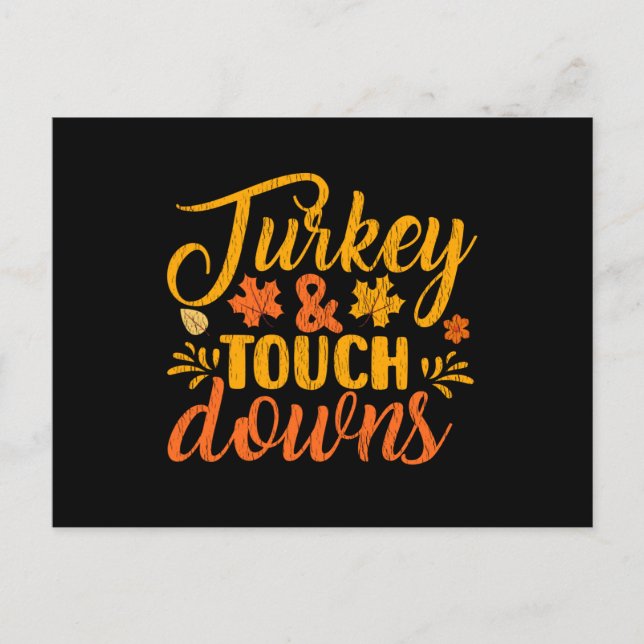 Turkey Touch Downs Thanksgiving Family Football Postcard (Front)