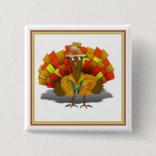 Turkey Tourist on Vacation Pinback Button (Front)