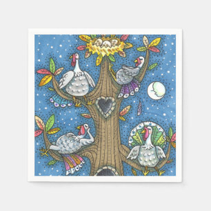 TURKEY TREE, THANKSGIVING FUNNY GOBBLERS ROOSTING NAPKINS