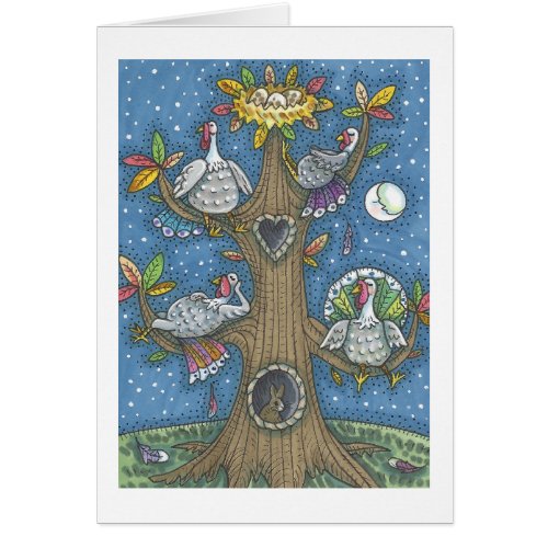 TURKEY TREE THANKSGIVING HUMOR GREETING CARD Blank