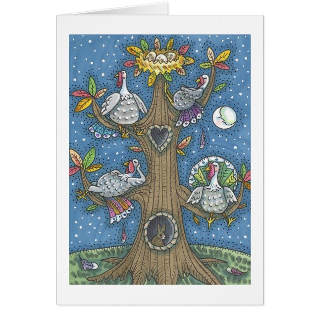 TURKEY TREE THANKSGIVING HUMOR GREETING CARD Blank (Front)
