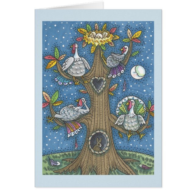 TURKEY TREE THANKSGIVING HUMOR GREETING CARD Blank (Front)