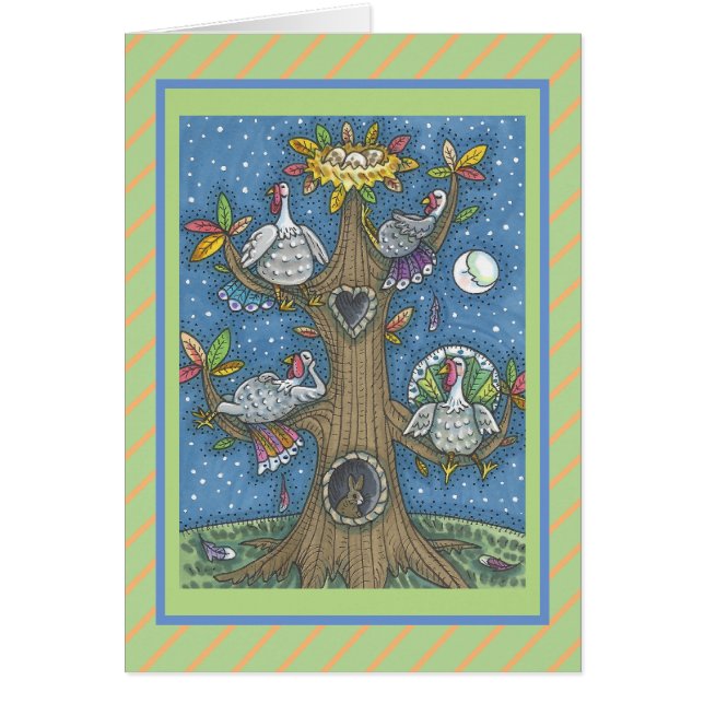 TURKEY TREE THANKSGIVING HUMOR GREETING CARD Verse (Front)