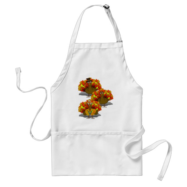 Turkey Trio Thanksgiving Adult Apron (Front)