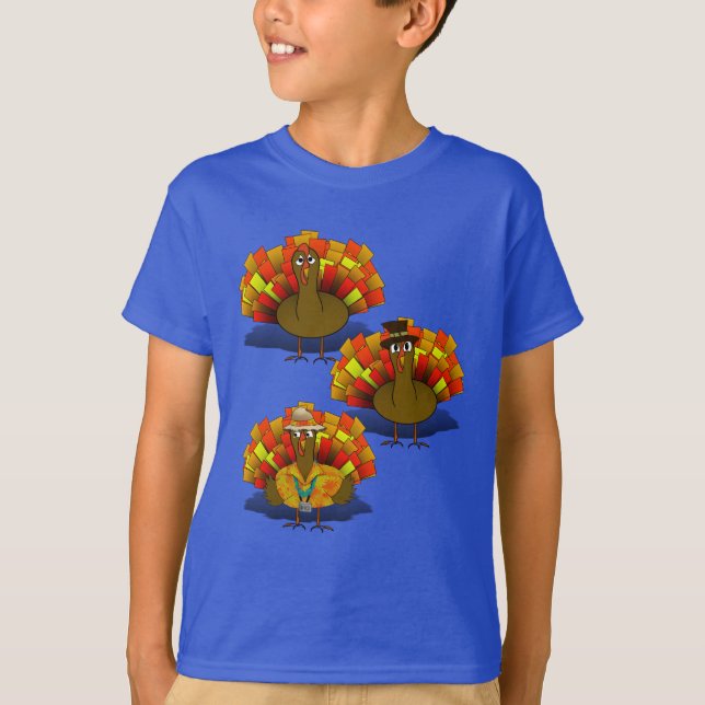 Turkey Trio Thanksgiving T-Shirt (Front)