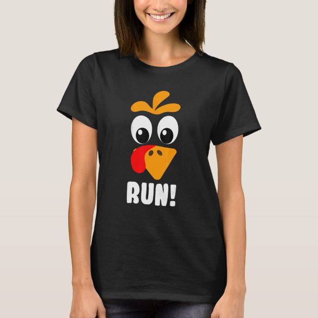 Turkey Trot Adult Running Costume Face Run Thanksg T-Shirt (Front)