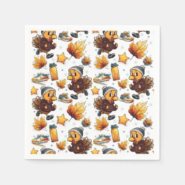 Turkey Trot Fun Run 5K Thanksgiving Running  Napkins (Front)
