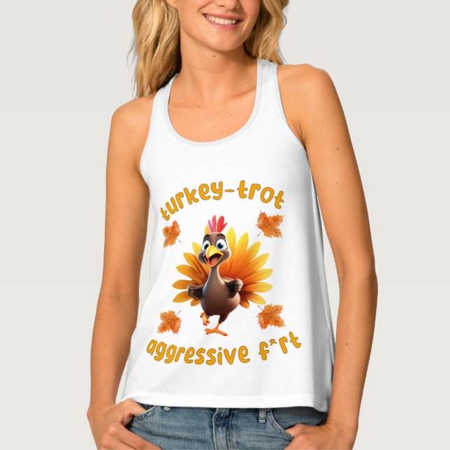 Turkey Trot Funny Happy Thanksgiving Run Tank Top (Front)