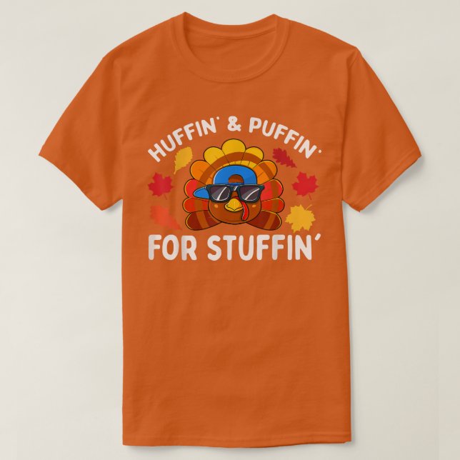 Turkey Trot Thanksgiving Run Huffin and Puffin for T-Shirt (Design Front)