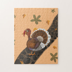 Turkey trotting down stone path with flowers jigsaw puzzle