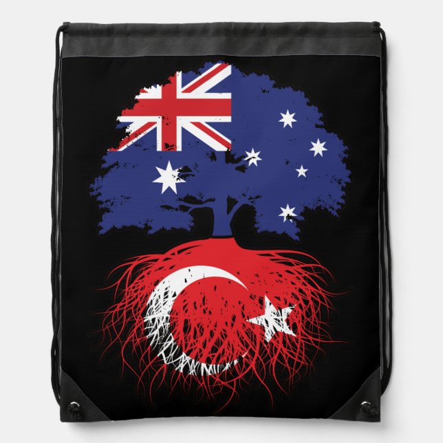 Turkey Turkish Australian Australia Tree Roots Drawstring Bag (Front)