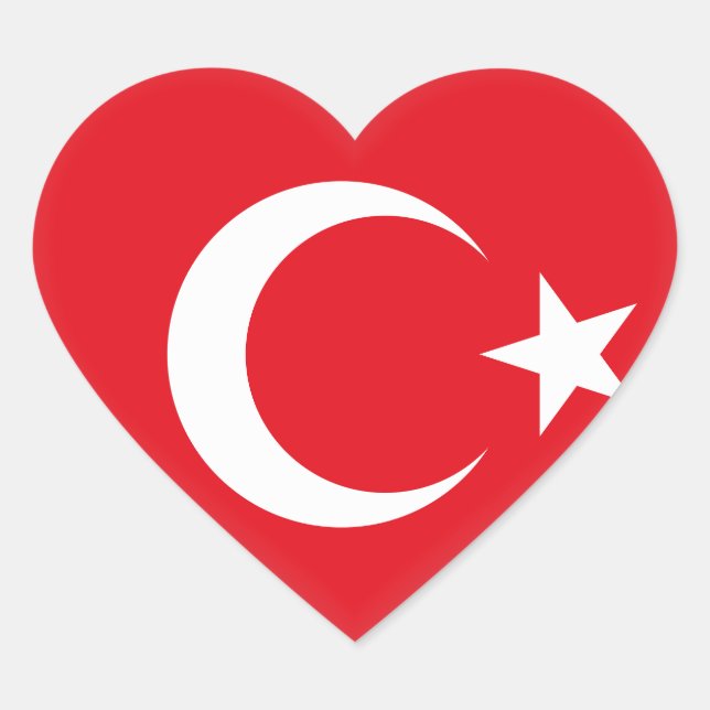 Turkey (Turkish) Flag Heart Sticker (Front)