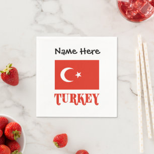 Turkey Turkish Flag Personalized Name Napkins