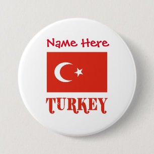 Turkey Turkish Flag Red Personalization Button