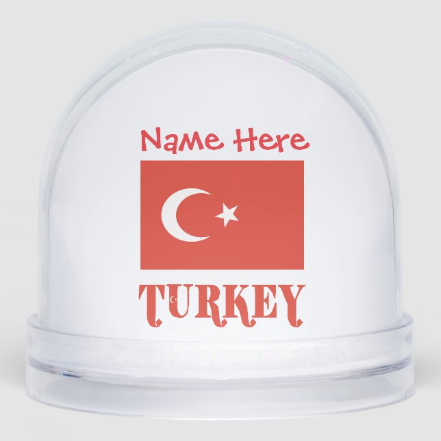 Turkey Turkish Flag Red Personalization  Snow Globe (Front)