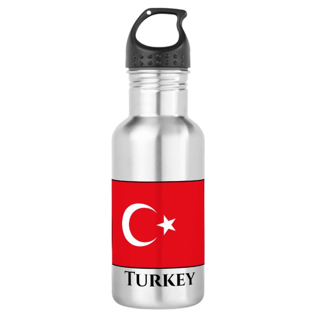 Turkey (Turkish) Flag Stainless Steel Water Bottle (Front)