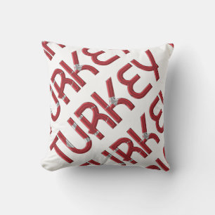 Turkey Turkish Flag Typography Souvenir Outdoor Pillow