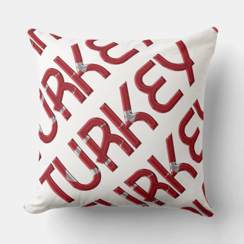 Turkey Turkish Flag Typography Souvenir Throw Pillow