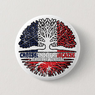 Turkey Turkish French France Tree Roots Flag Button