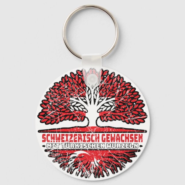 Turkey Turkish Swiss Baum Root Flag Keychain (Front)