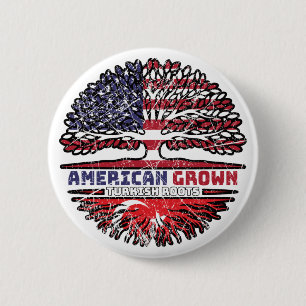 Turkey Turkish US American USA United States Tree Button