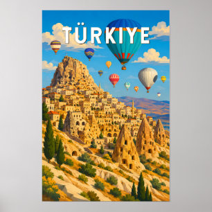 Turkey Turkiye Illustration Travel Art Vintage Poster