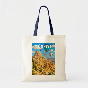 Turkey Turkiye Illustration Travel Art Vintage Tote Bag