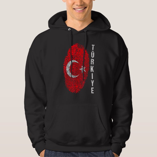 Turkey Turkiye National Flag Fingerprint Bayragi H Hoodie (Front)