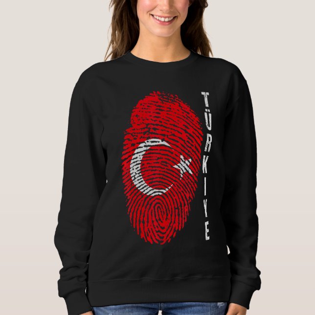 Turkey Turkiye National Flag Fingerprint Bayragi H Sweatshirt (Front)
