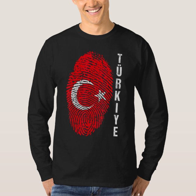 Turkey Turkiye National Flag Fingerprint Bayragi H T-Shirt (Front)