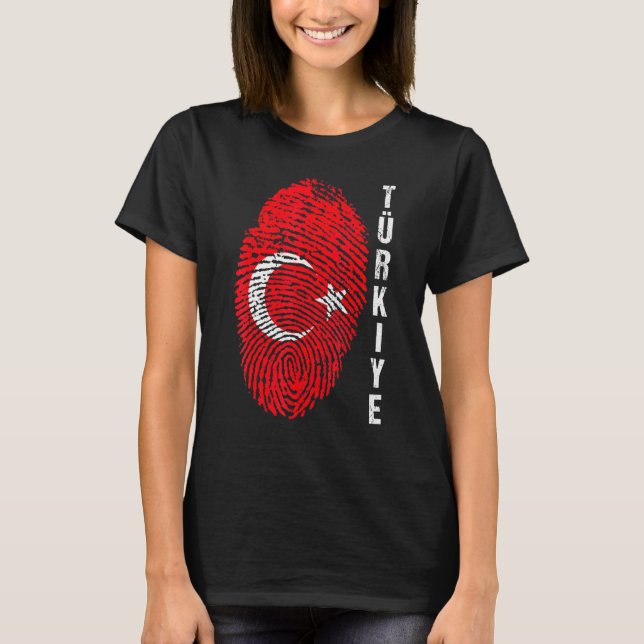 Turkey Turkiye National Flag Fingerprint Bayragi H T-Shirt (Front)