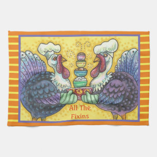 TURKEY TWINS & ALL THE FIXINS THANKSGIVING TOWEL